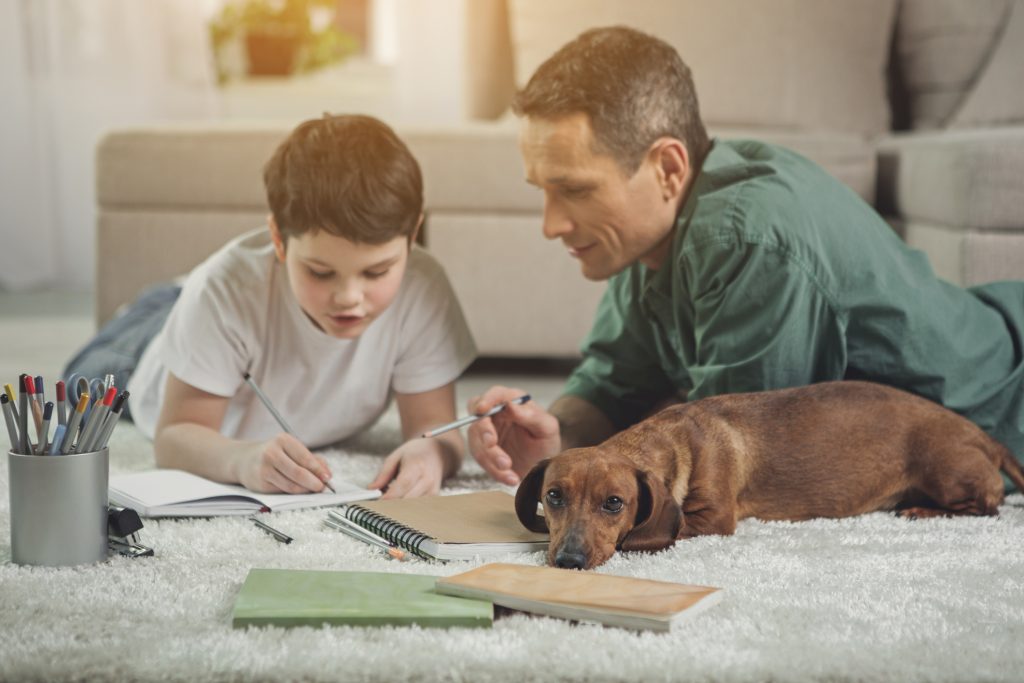 family on carpet