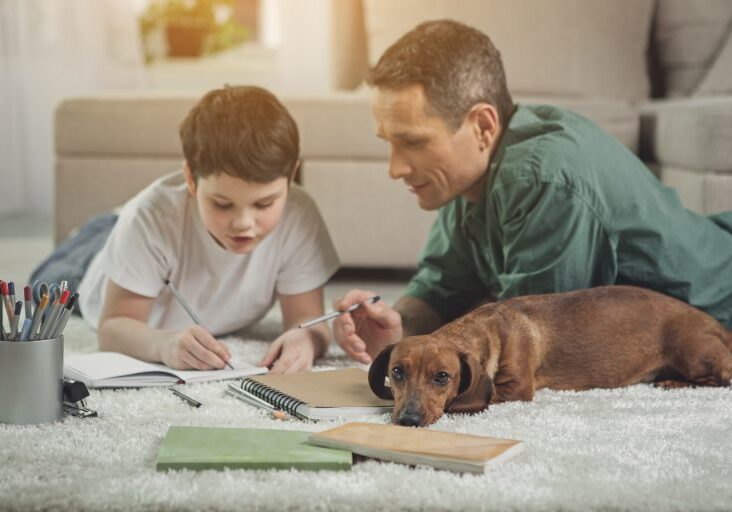 family on carpet